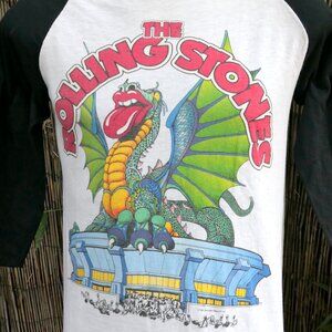 80's Vintage 1981 THE ROLLING STONES Raglan Tour T Shirt M With The Knits Tag